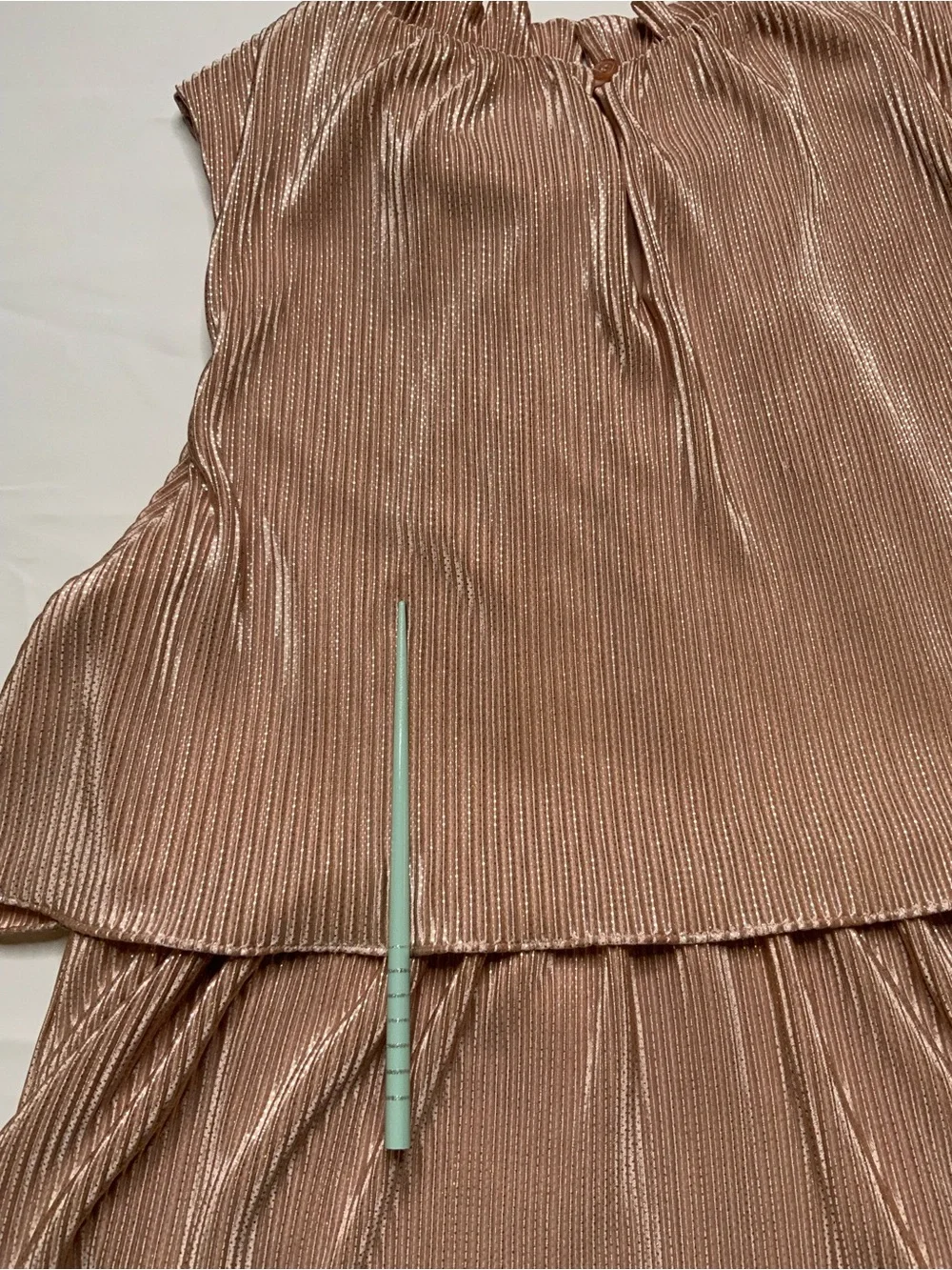 Anthropologie Ro & De Estelle Metallic Tiered Mini Dress S Pink Pleated Ruffle